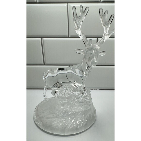 Vtg Crystal Deer Buck Stag Figurine Cristal d'Arques 90's Hunter Cottage - Picture 14 of 14